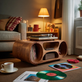 Handcrafted Solid Wood Record Stand For Holiday Home Decor