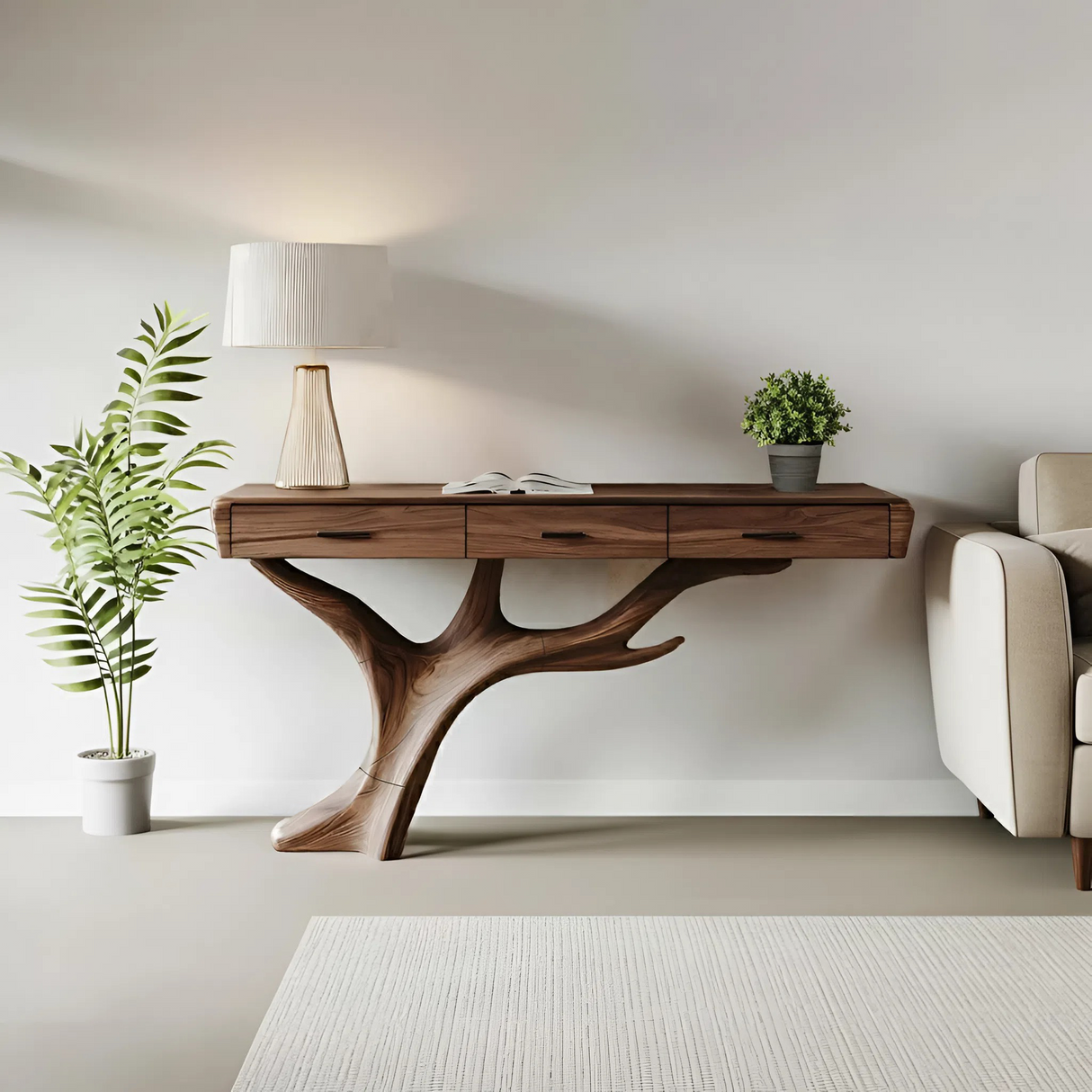 Mid Century Solid Wood Dressing Table For Living Room