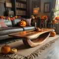 Farmhouse Wooden Live Edge Coffee Table Livingroom Decor Haunted Look