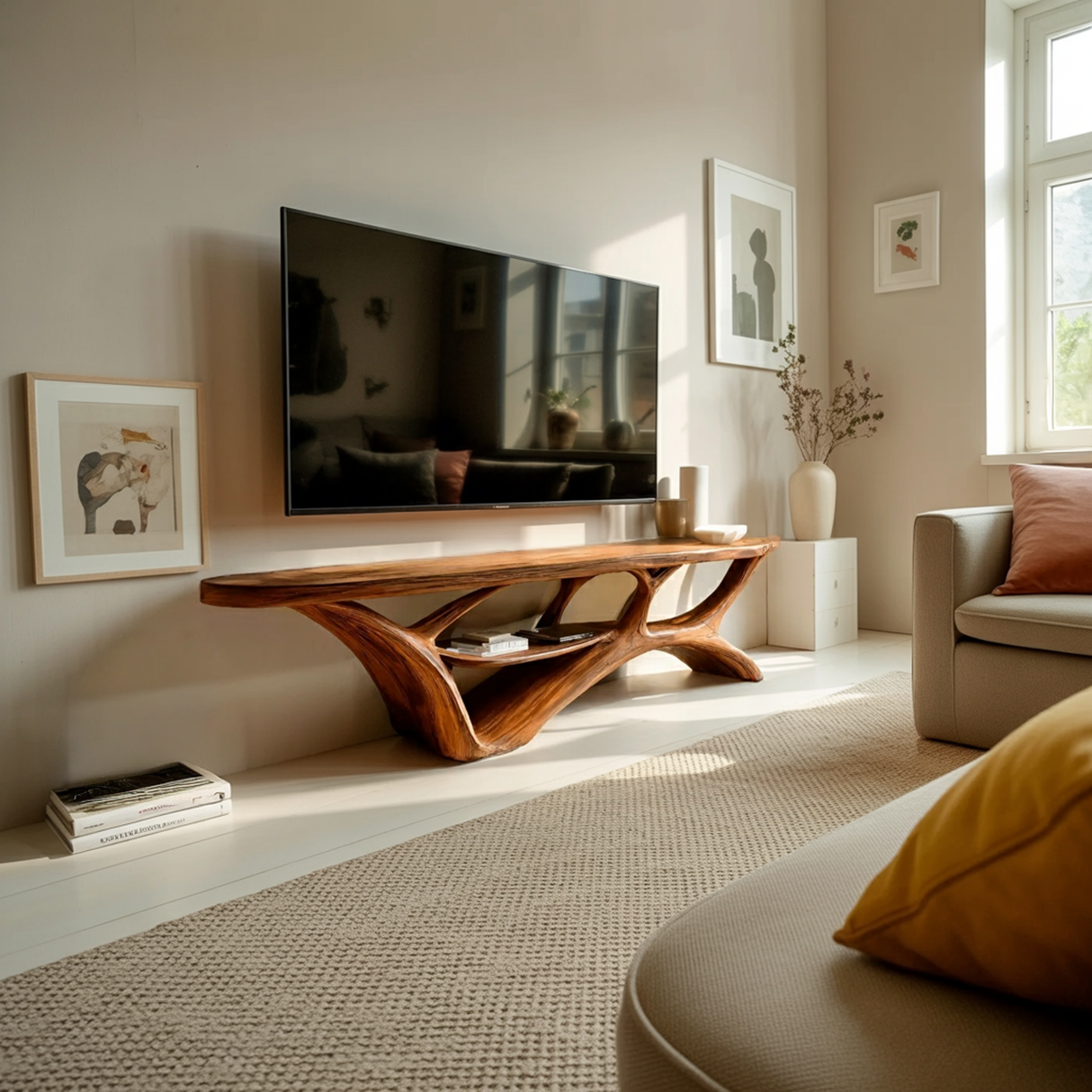 Organic Modern TV Stand For Living Room
