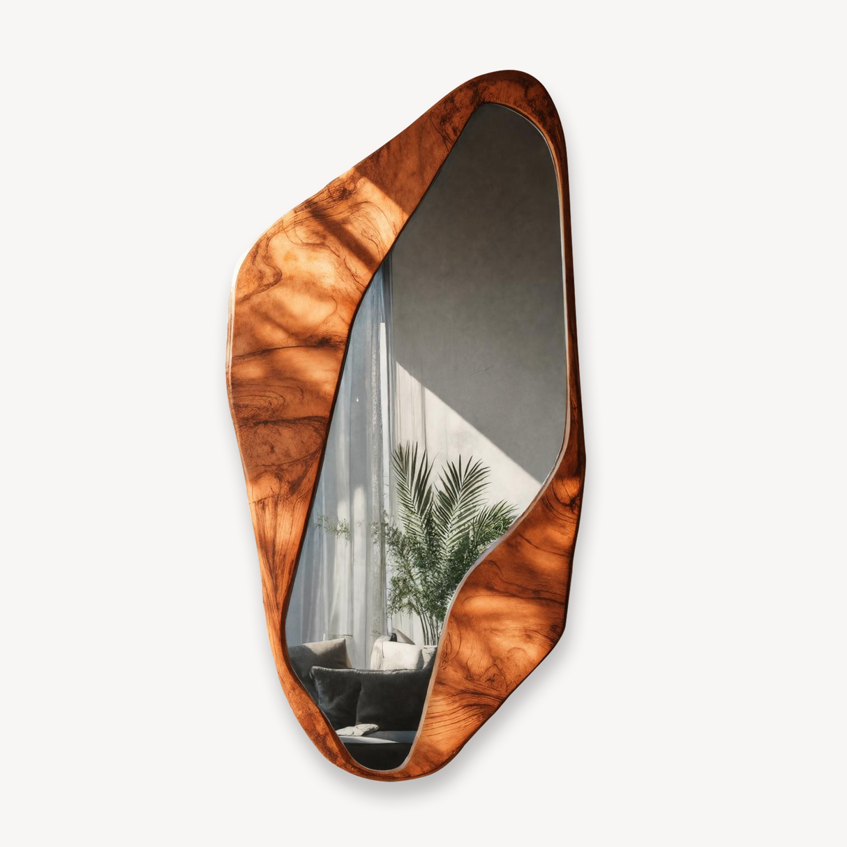 Organic Modern Wall Mirror With Irregular Frame For Living Room And Entryway