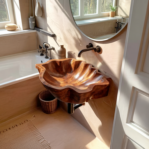 Modern Wooden Live Edge Wood Basin For High End Furniture Decor
