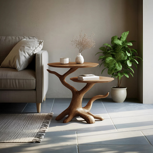 Farmhouse Solid Wood End Table For Living Room Decor And Storage