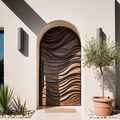 Artistic Arched Front Door With Wavy Sculpted Design For Villa