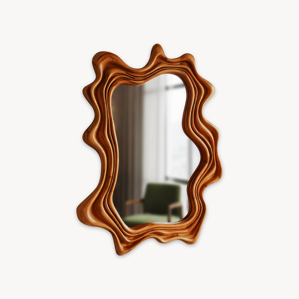 Layered Wavy Wall Mirror Sculptural Frame For Bedroom And Living Room