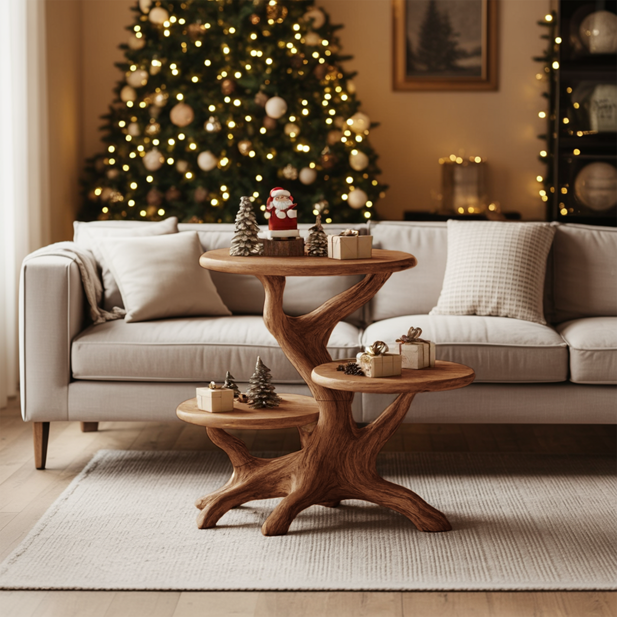 Farmhouse Round End Table For Living Room Decor Holiday Home Accent