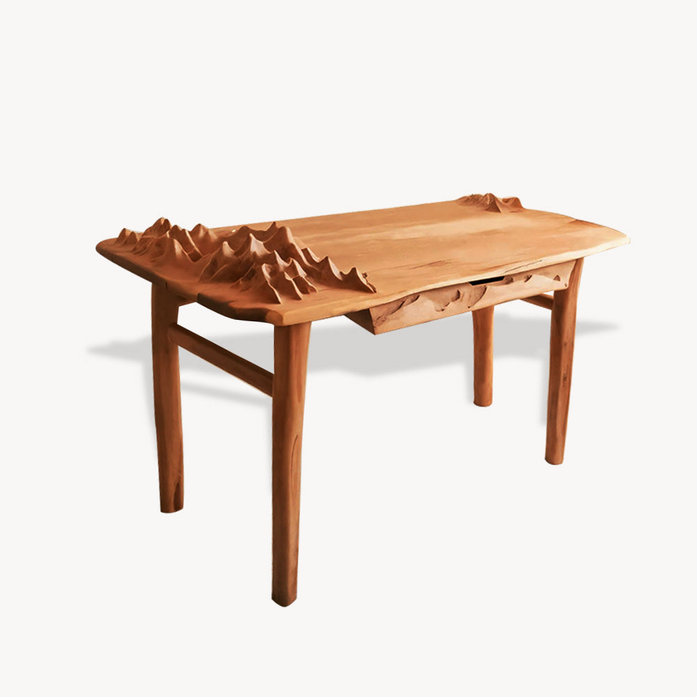 Mountain Carving Desk With 3D Detail For Studio Office And Reading Corner