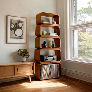 Mid Century Wooden Standing Shelf For Living Room Display