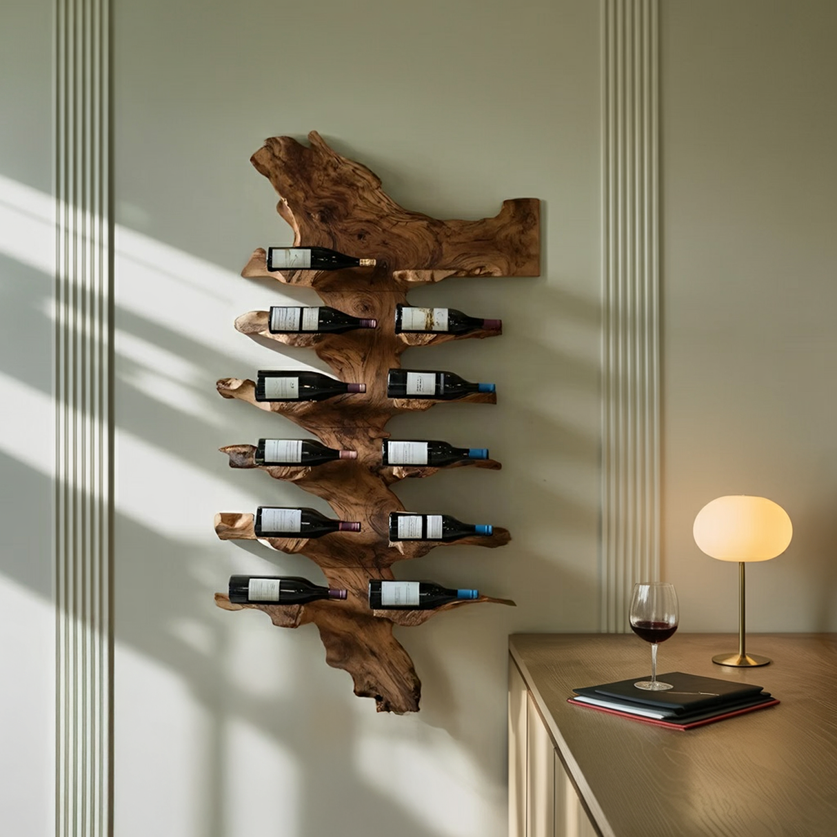 Handcrafted Live Edge Wine Holder For Luxury Furniture Decor