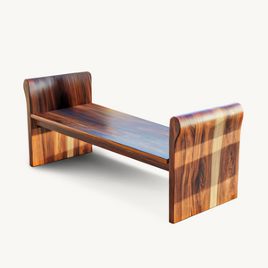 Contemporary Wood Bench With Rounded Armrests For Porch Or Garden