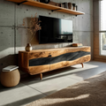 Handcrafted Wooden Live Edge TV Stand For Furniture Decor