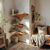 Handcrafted Wooden Live Edge Mushroom Shelf For Artistic Home Decor