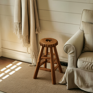 Rustic Black Bear Stool For Cabin Living Room Seating