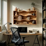 Modern Natural Wood Shelving Unit For Living Room Book Storage