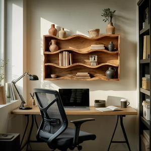 Modern Natural Wood Shelving Unit For Living Room Book Storage