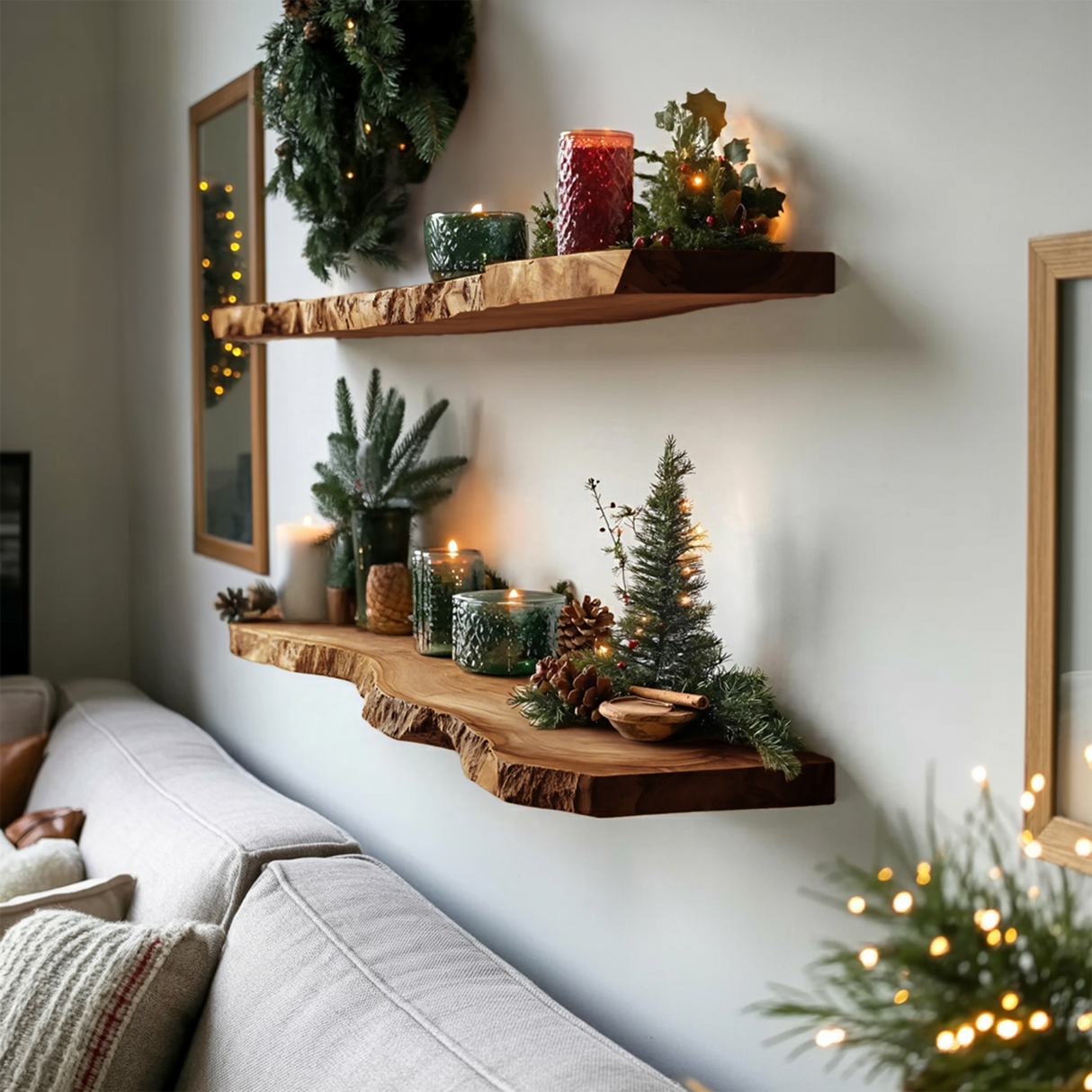 Handcrafted Solid Wood Floating Shelf For Christmas Bedroom Design
