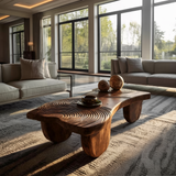 Farmhouse Abstract Solid Wood Coffee Table For Living Room