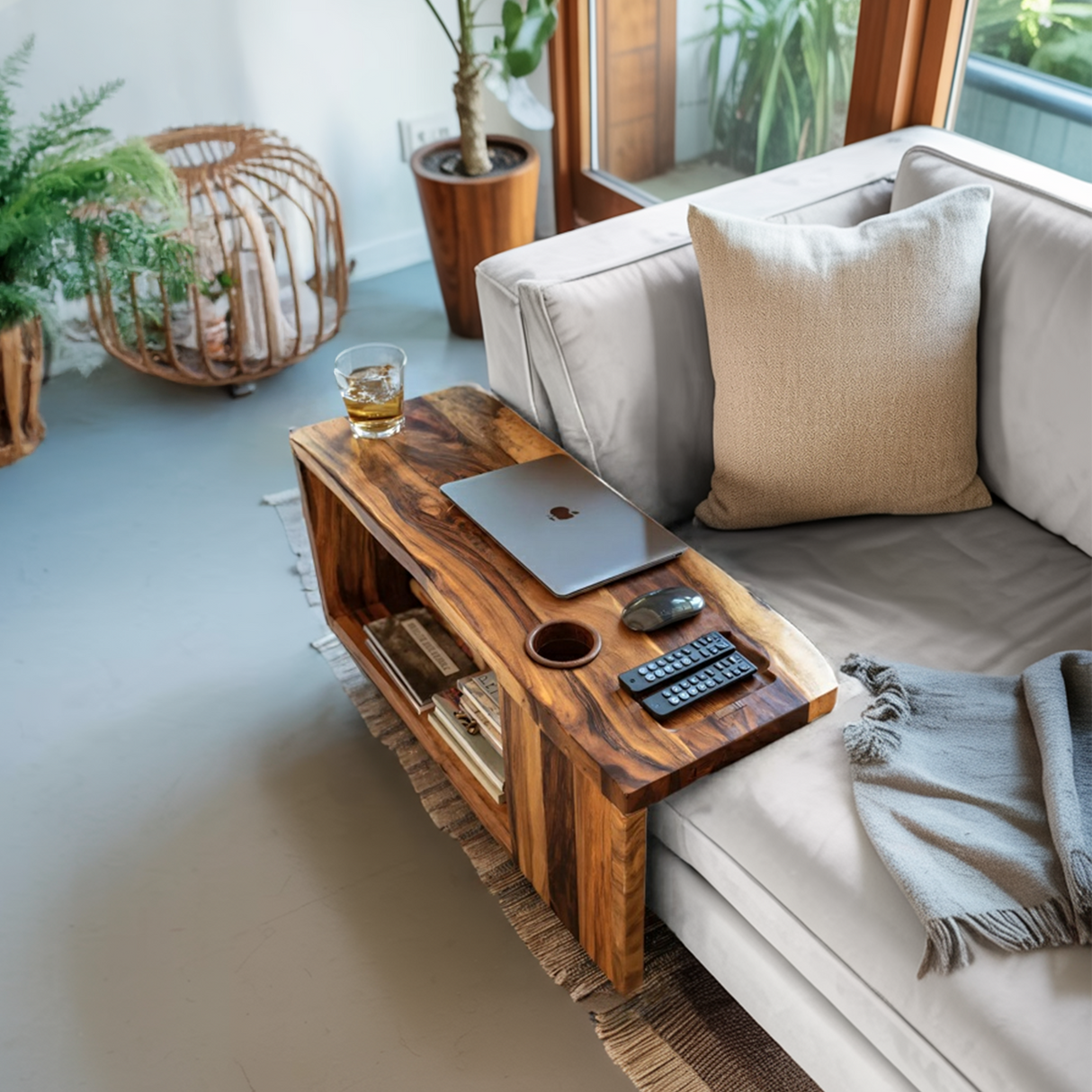 Rustic Live Edge Side Table For Warm Home Interior