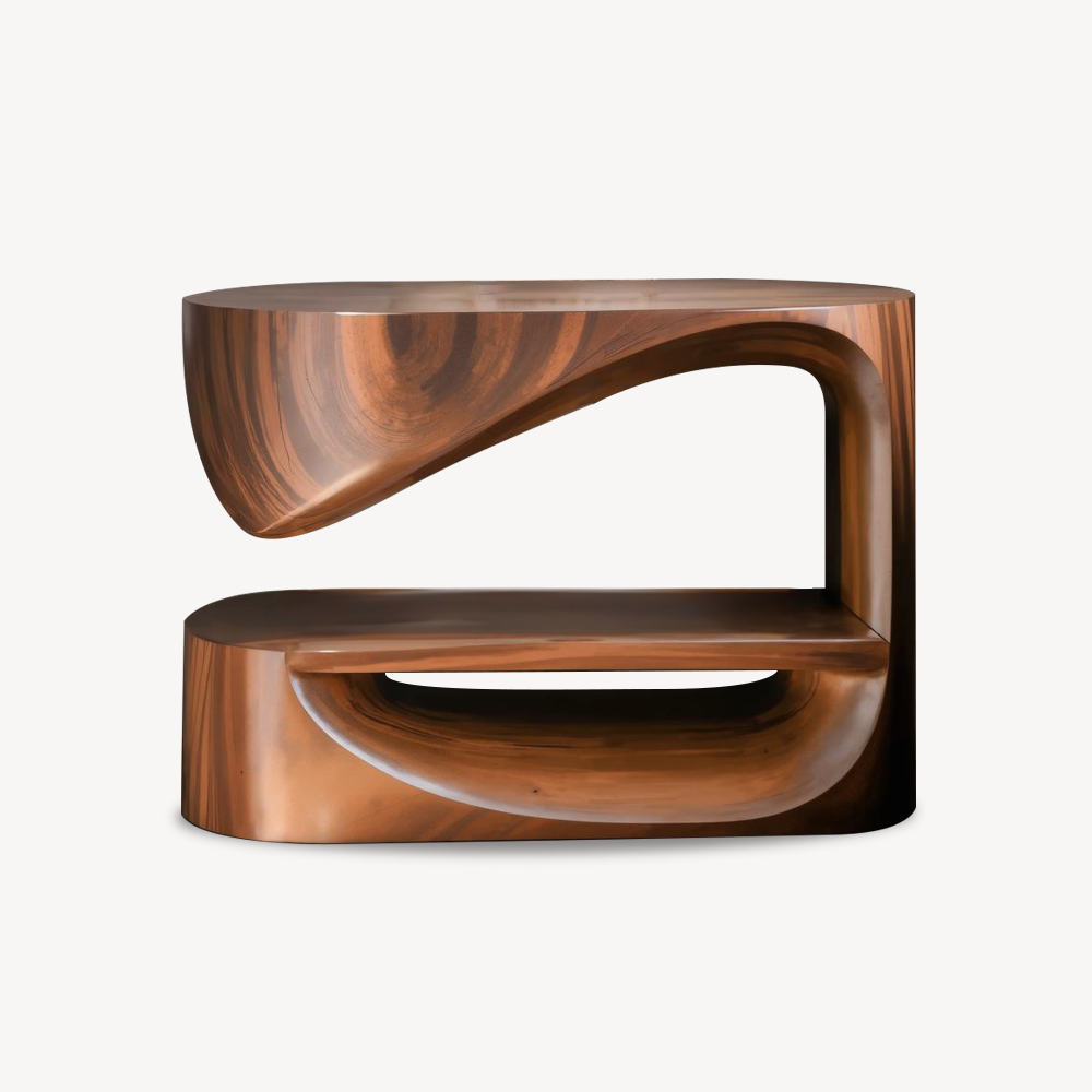 Modern Curved Nightstand With Open Shelf For Minimalist Rooms