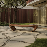 Modern Sculptural Wood Bench For Entryway Or Living Room