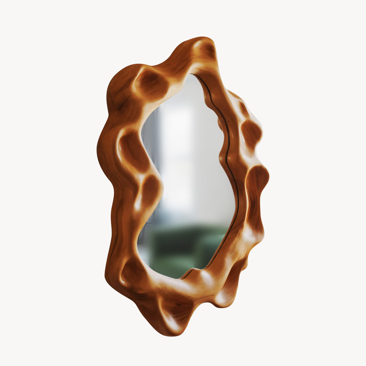 Organic Wall Mirror With Wavy Frame For Entryway Living Room And Bedroom