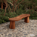 Organic Curved Wood Bench For Garden Or Entryway