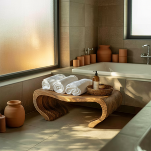 Modern Organic Shower Bench For Spa Decor Or Bathroom