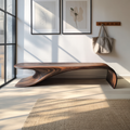 Modern Sculptural Bench With Flowing Curves For Living Room