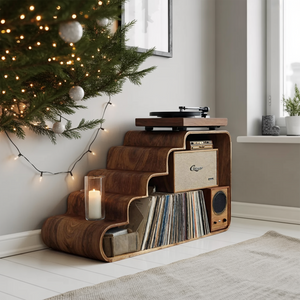 Modern Wooden Record Stand For Bedroom Christmas Decoration