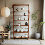 Mid Century Wooden Open Shelf For Living Room Furniture Decor