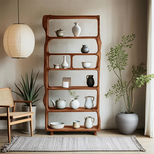 Mid Century Wooden Open Shelf For Living Room Furniture Decor