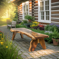 Rustic Live Edge Wooden Bench For Patio Or Garden