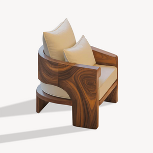 Curved Outdoor Wood Lounge Chair For Patio Or Balcony