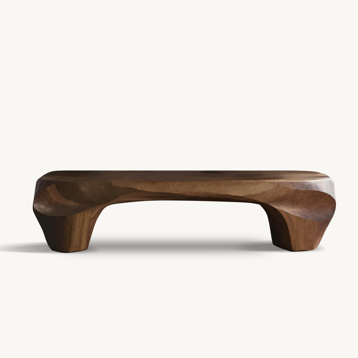 Modern Sculptural Bench And Wall Mirror For Entryway