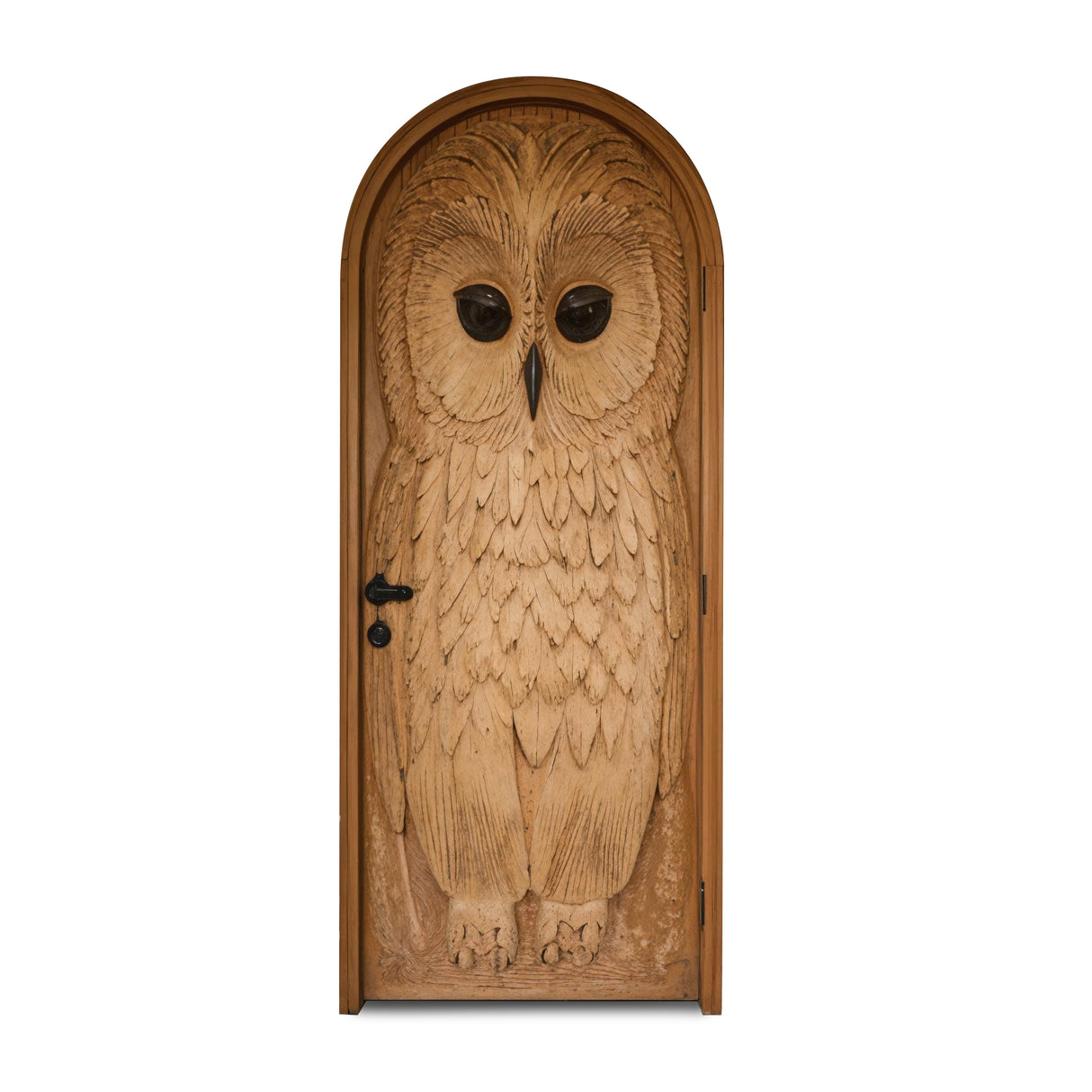 Whimsical Owl Carved Entry Door For Home Garden