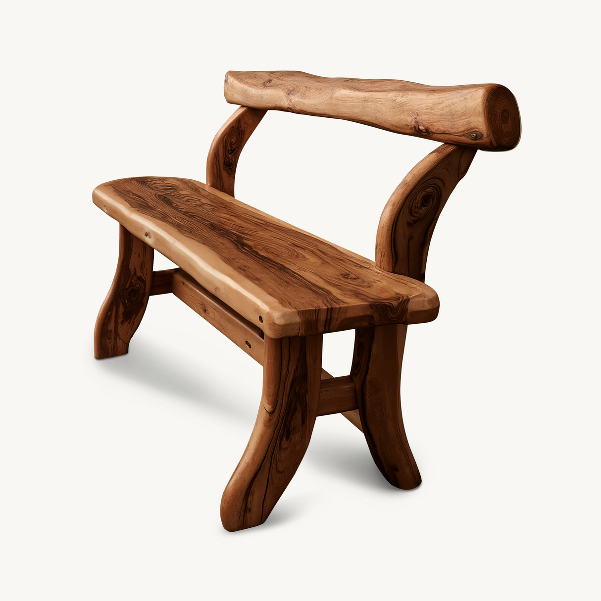 Rustic Garden Bench With Curved Seat For Patio Pathway And Front Porch