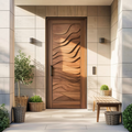 Modern Wave Carved Door Design With 3D Pattern For Hallway And Living Room