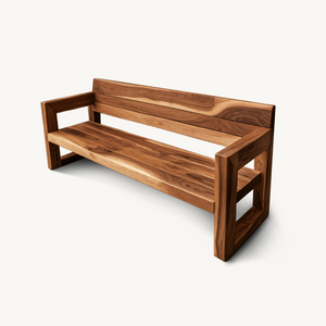 Modern Solid Wood Outdoor Bench With Armrests For Garden Or Entryway