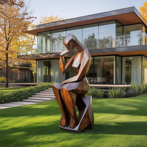 Farmhouse Wooden Sculpture For Garden Rustic Wall Decor