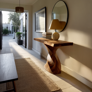 Farmhouse Solid Wood Console Table Organic Sculptural For Home Decor