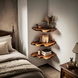 Handcrafted Wooden Live Edge Corner Shelf For Furniture Decor