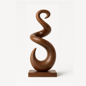 Hand Carved Abstract Wooden Sculpture For Yard Decor