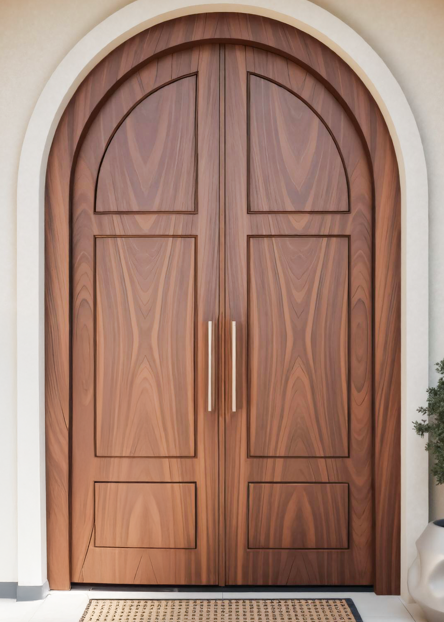 Rustic Arched Double Front Door For Villa Or Farmhouse