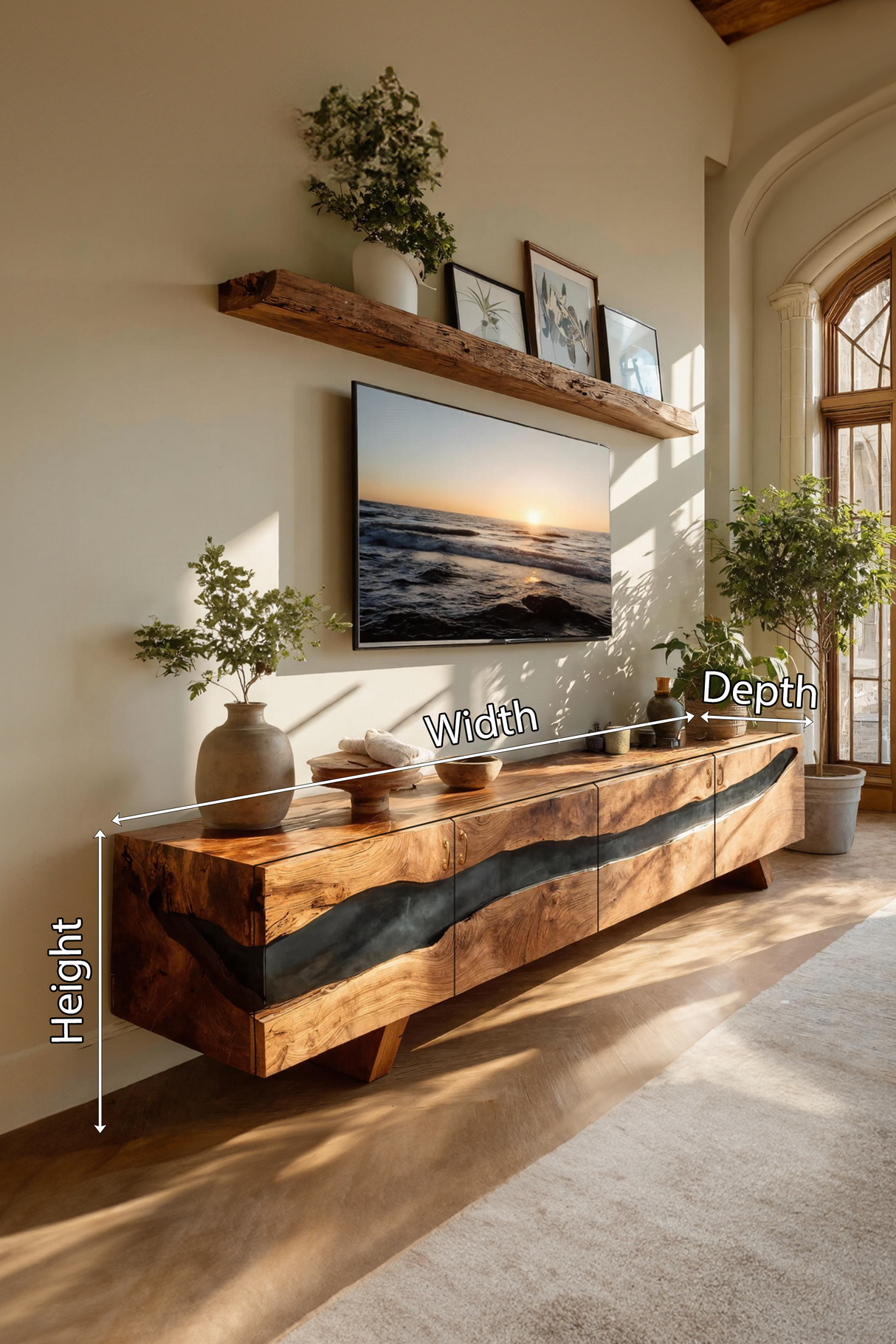 Mid Century Solid Wood Entertainment Stand For Decor