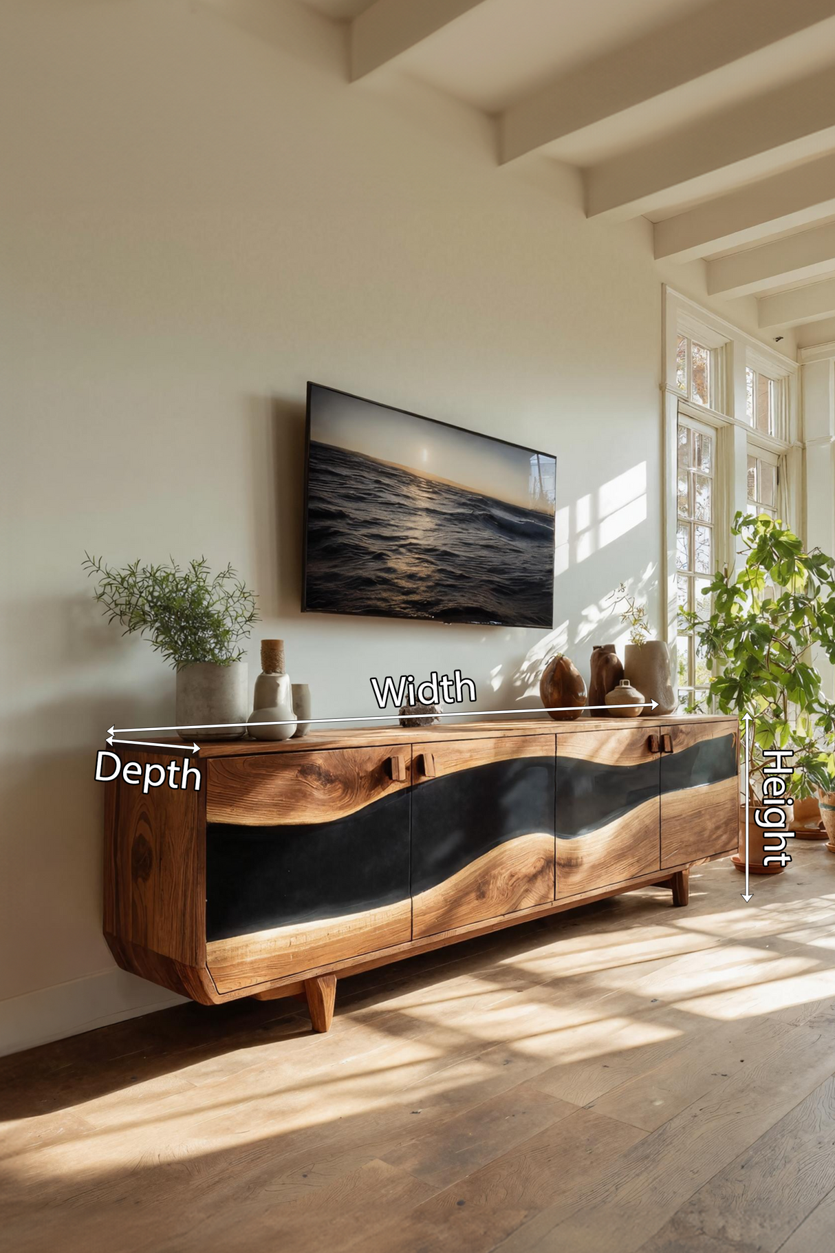 Modern Solid Wood TV Console For Minimalist Living Room