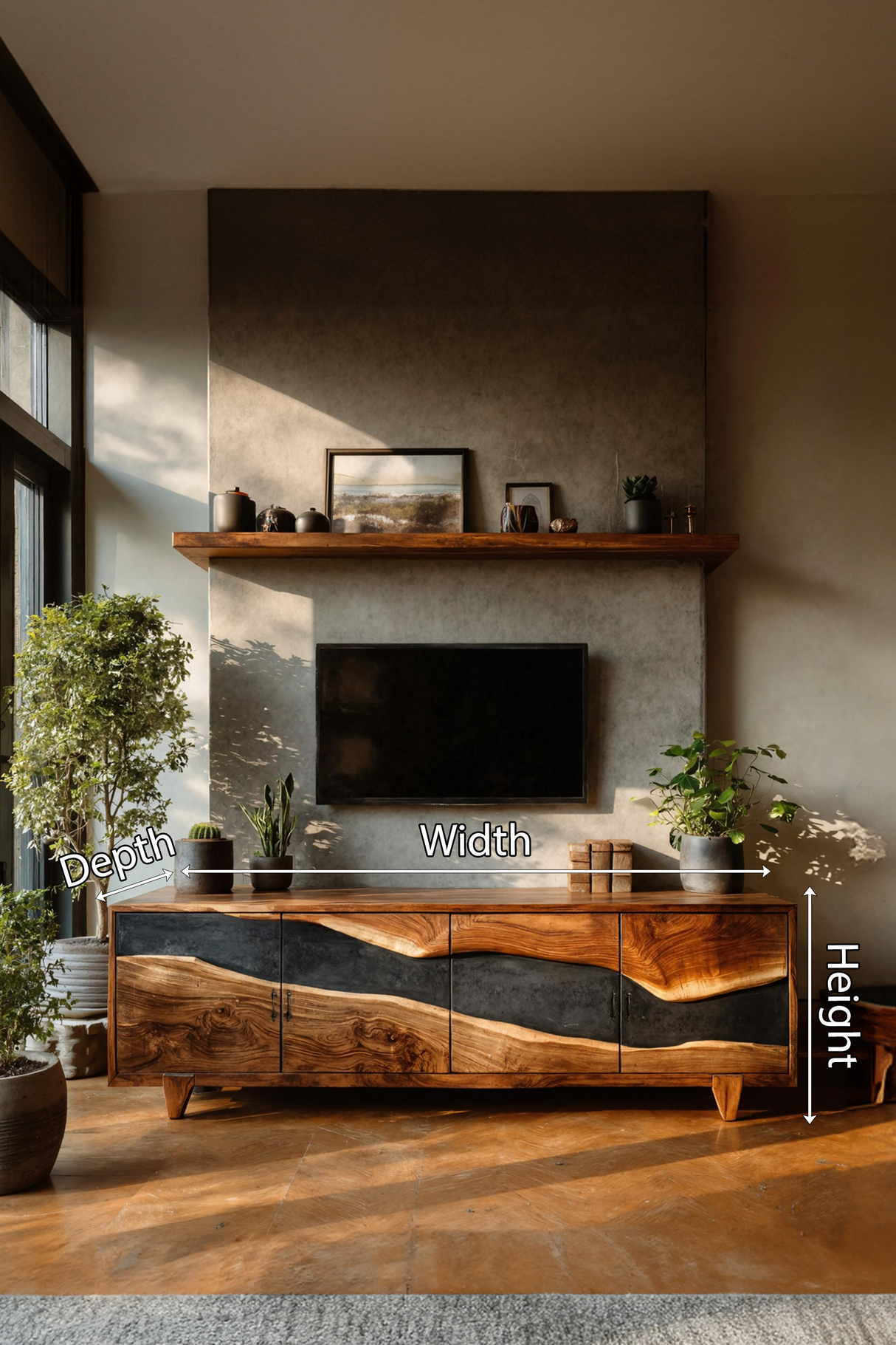 Farmhouse Solid Wood Media Console For Home Decor