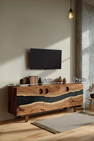 Farmhouse Solid Wood Media Stand For Home Decor