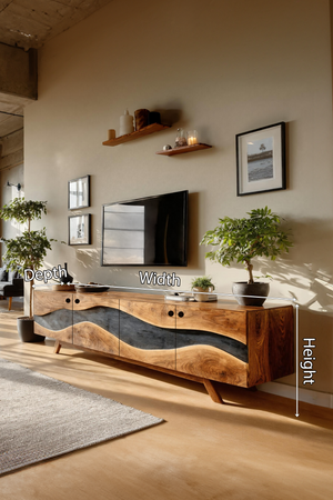 Modern Live Edge TV Cabinet For Entryway Design