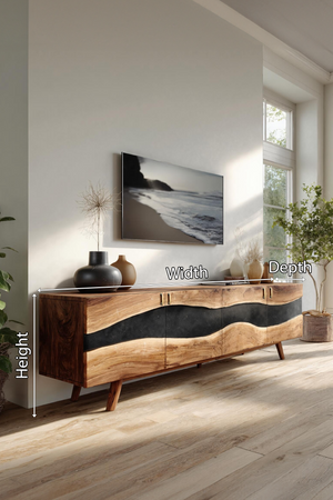 Handcrafted Solid Wood TV Console For Furniture Decor