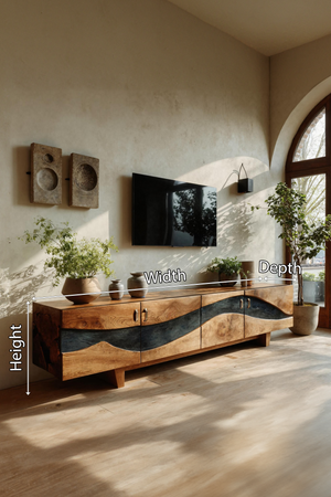 Modern Natural Wood TV Stand For Living Room